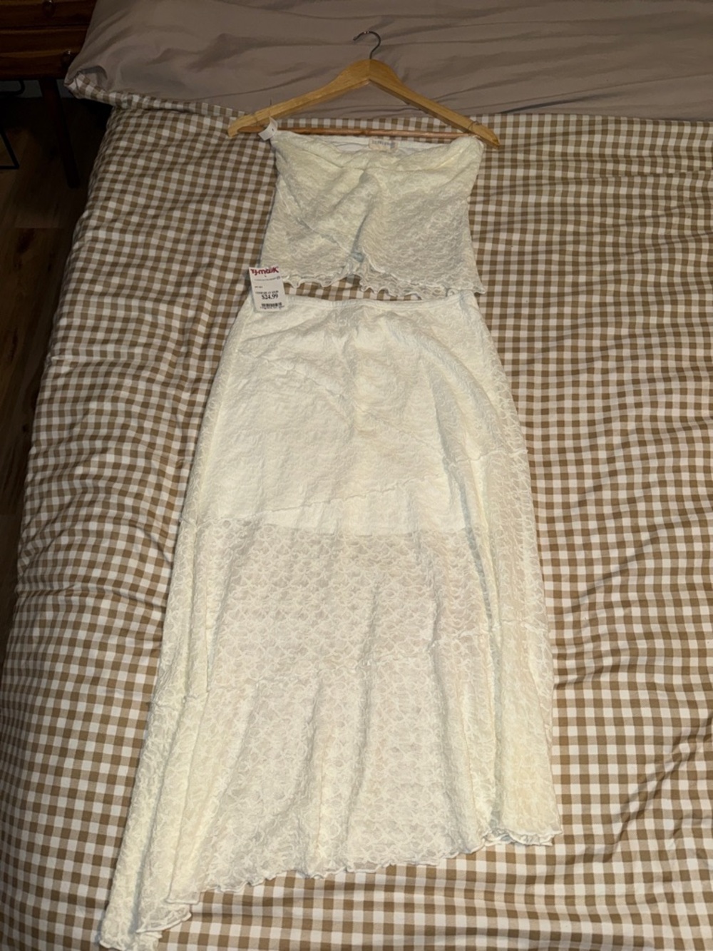 See You Monday White Strapless Lace Maxi Dress NWT
